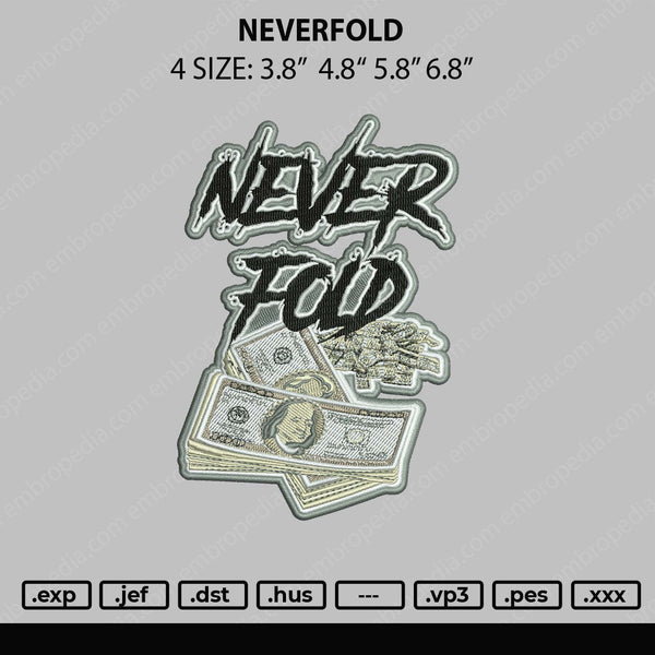Neverfold Money Embroidery File 4 size