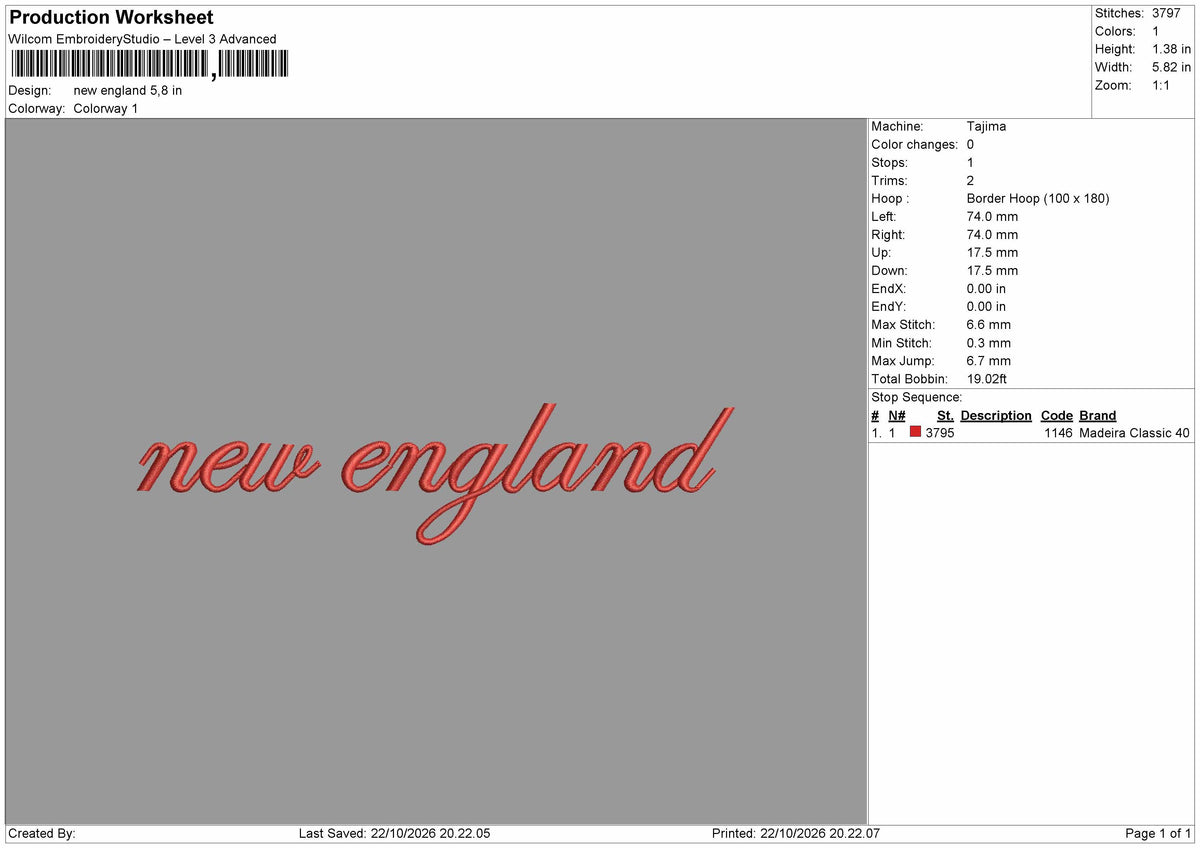 Englandtext 2210 Embroidery Machine Design File 6 sizes