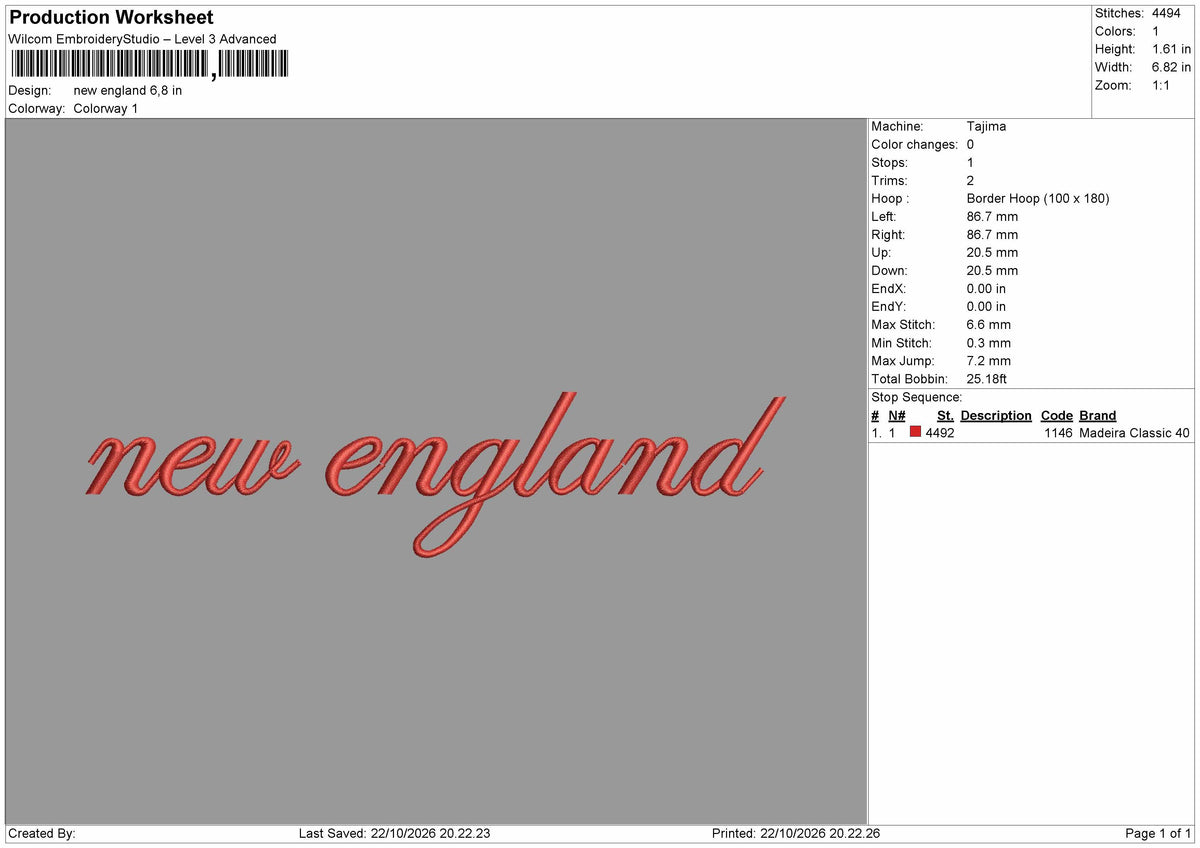 Englandtext 2210 Embroidery Machine Design File 6 sizes