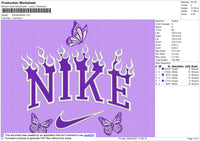 Nike Flames Butterfly Embroidery File 4 size