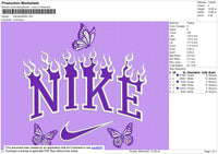 Nike Flames Butterfly Embroidery File 4 size