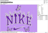 Nike Flames Butterfly Embroidery File 4 size