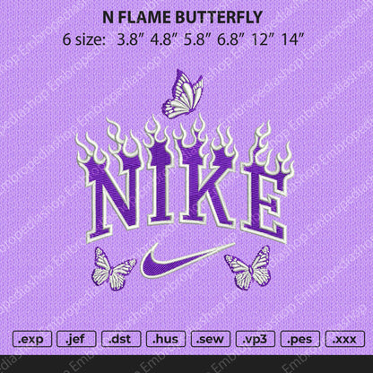 Nike Flames Butterfly Embroidery File 4 size