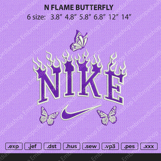 Nike Flames Butterfly Embroidery File 4 size