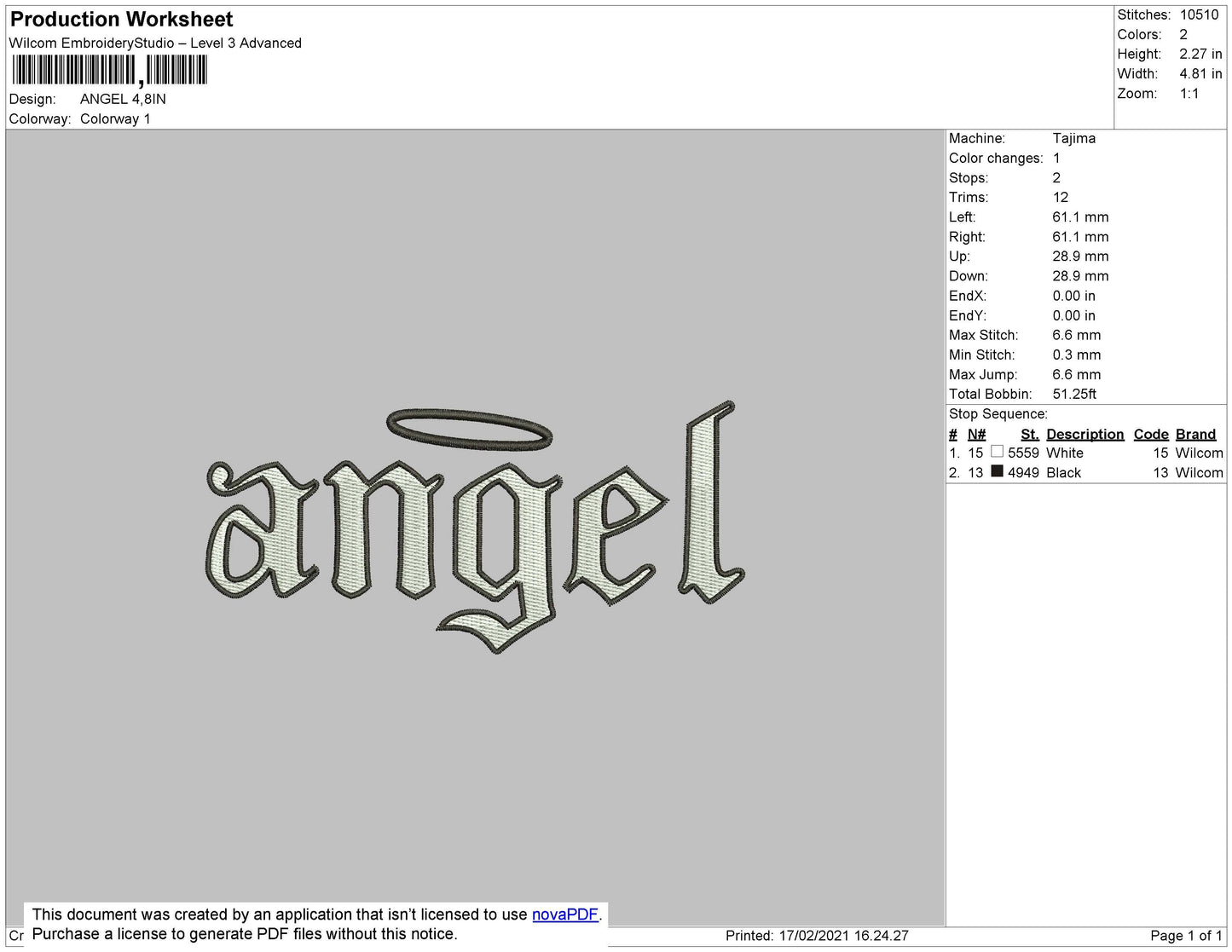 Angel Halo embroidery file