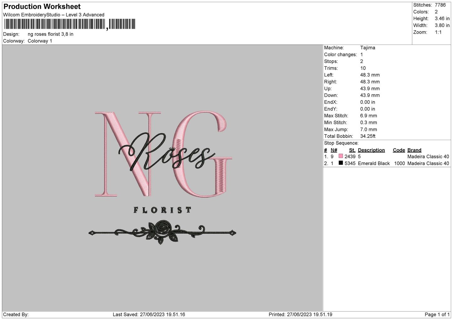 Ng Roses Embroidery File 6 sizes