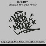 Nicki Text Embroidery File 6 sizes