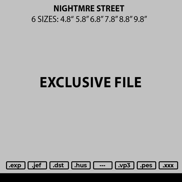 Nightmare Street Embroidery File 6 sizes