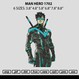 Man Hero 1702 Embroidery File 6 sizes