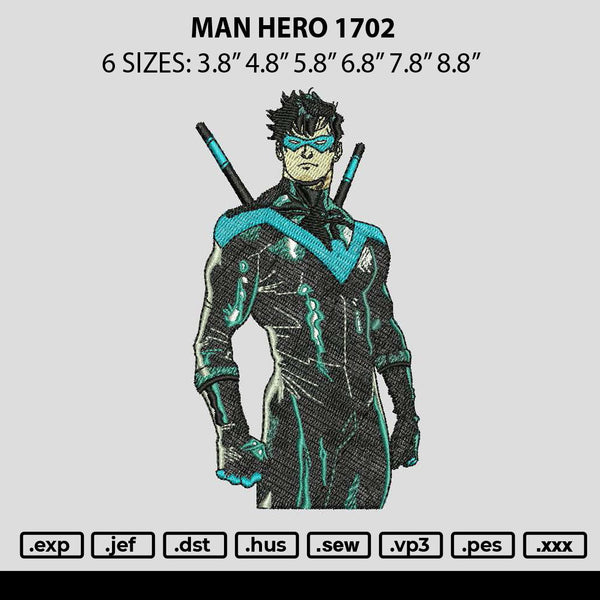 Man Hero 1702 Embroidery File 6 sizes