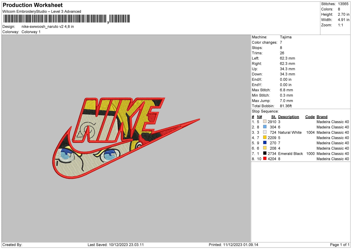 Nike Swoosh Narutov2 Embroidery File 6 sizes
