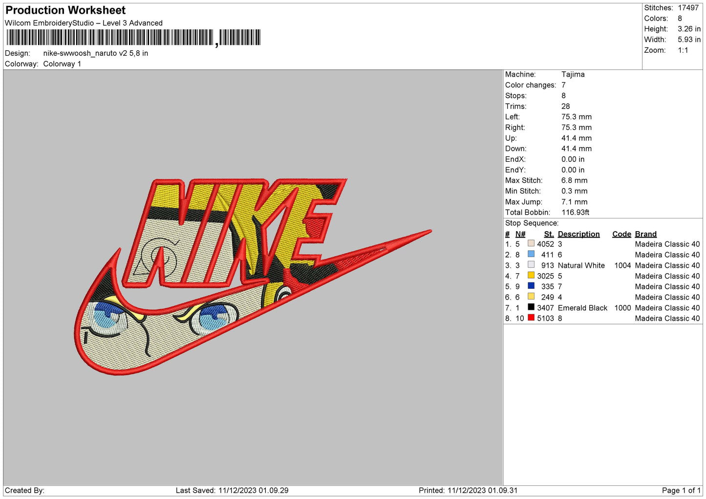 Nike Swoosh Narutov2 Embroidery File 6 sizes