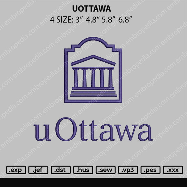 Uottawa Embroidery File 4 size