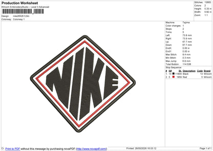 nike26526 Embroidery File 6 sizes