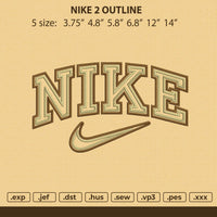 Nike 2 Outline Embroidery File 6 size