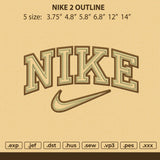 Nike 2 Outline Embroidery File 6 size
