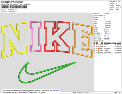 Nike 5 Colors Embroidery File 7 size