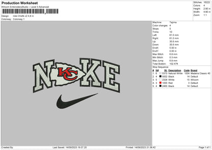 Nike Chiefs Embroidery File 6 sizes