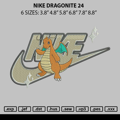 Nike Dragonite 24 Embroidery File 6 sizes