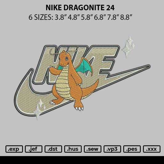 Nike Dragonite 24 Embroidery File 6 sizes