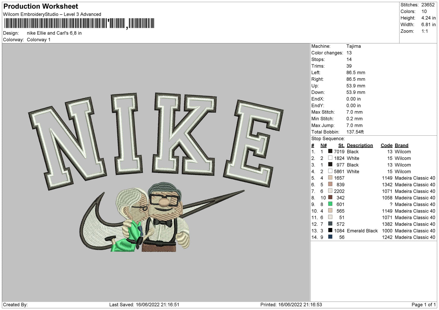 Nike Ellie And Carls Embroidery File 4 size