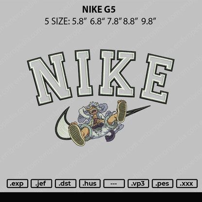 Nike G5 (big sizes only) Embroidery File 5 sizes