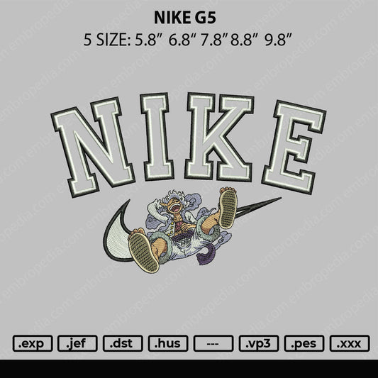 Nike G5 (big sizes only) Embroidery File 5 sizes