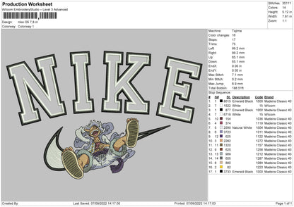 Nike G5 (big sizes only) Embroidery File 5 sizes