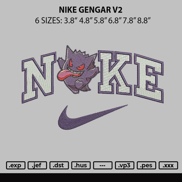 Nike Gengar V2 Embroidery File 6 sizes