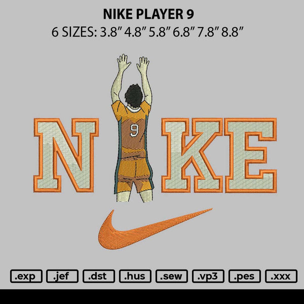 Nike Player 9 Embroidery File 6 sizes