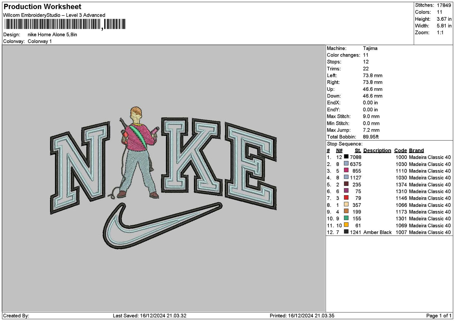 Nike Boy 1612 Embroidery File 6 sizes