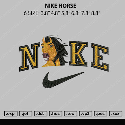 Nike Horse Embroiery File 5 sizes