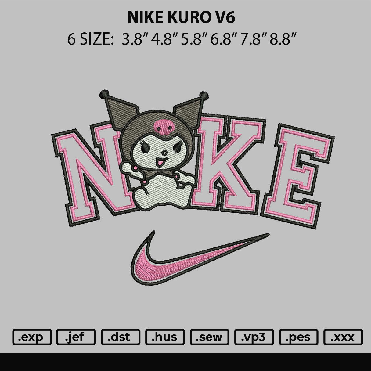 Nike Kuro V6 Embroidery File 6 sizes