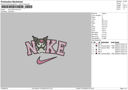 Nike Kuro V6 Embroidery File 6 sizes