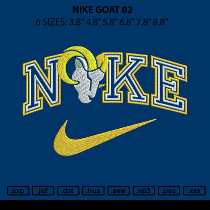 Nike Goat 02 Embroidery File 6 sizes