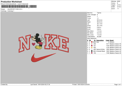 Nike Mickeykiss Embroidery File 6 sizes