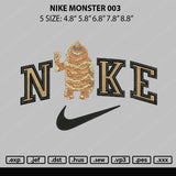 Nike Monster 003 Embroidery File 6 sizes