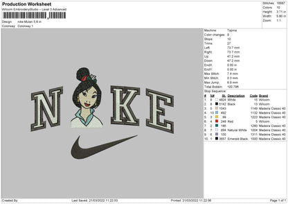 Nike Mulan Embroidery File 4 size
