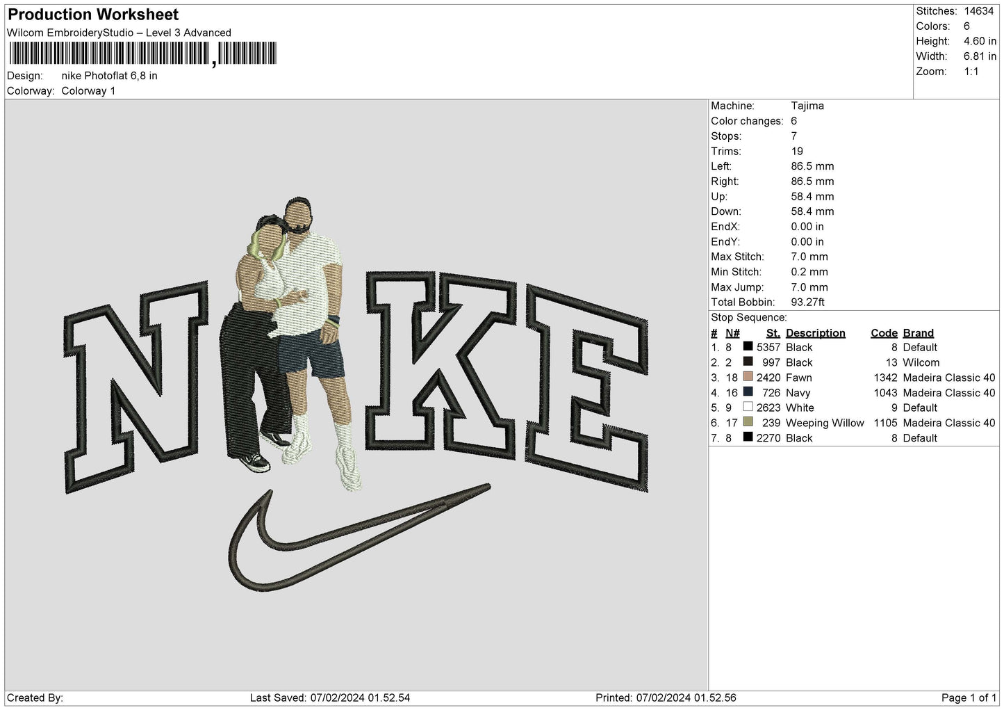Nike Photoflat Embroidery File 6 sizes