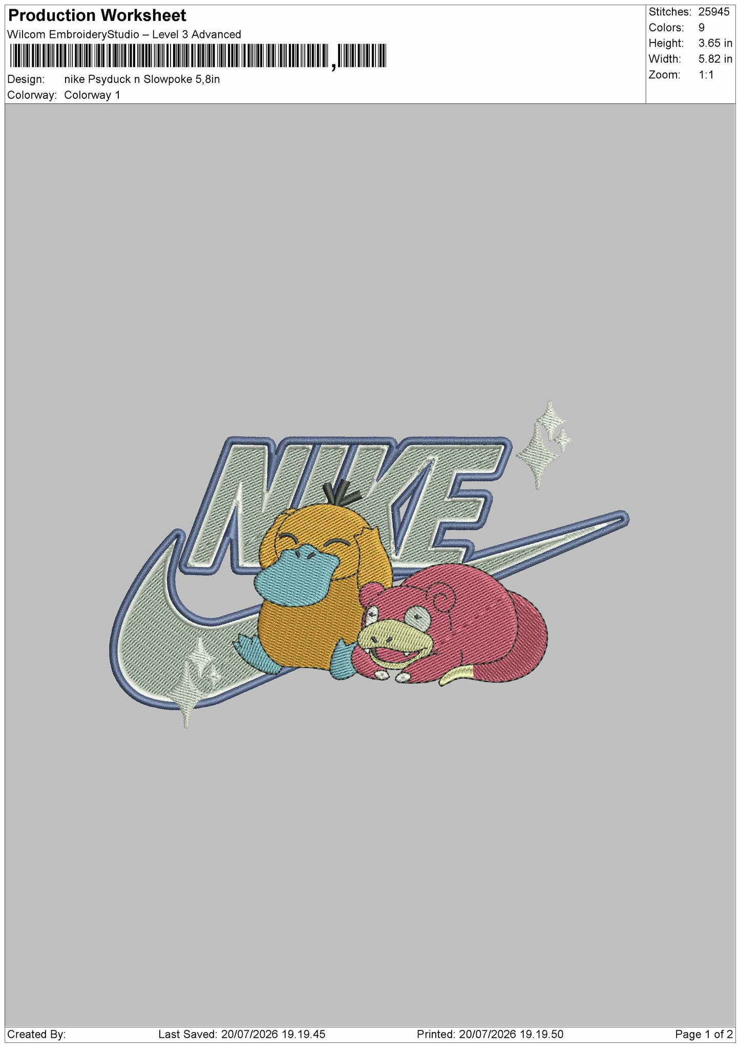 Nike Psyduck Embroidery File 6 sizes