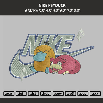 Nike Psyduck Embroidery Machine Design File 6 sizes