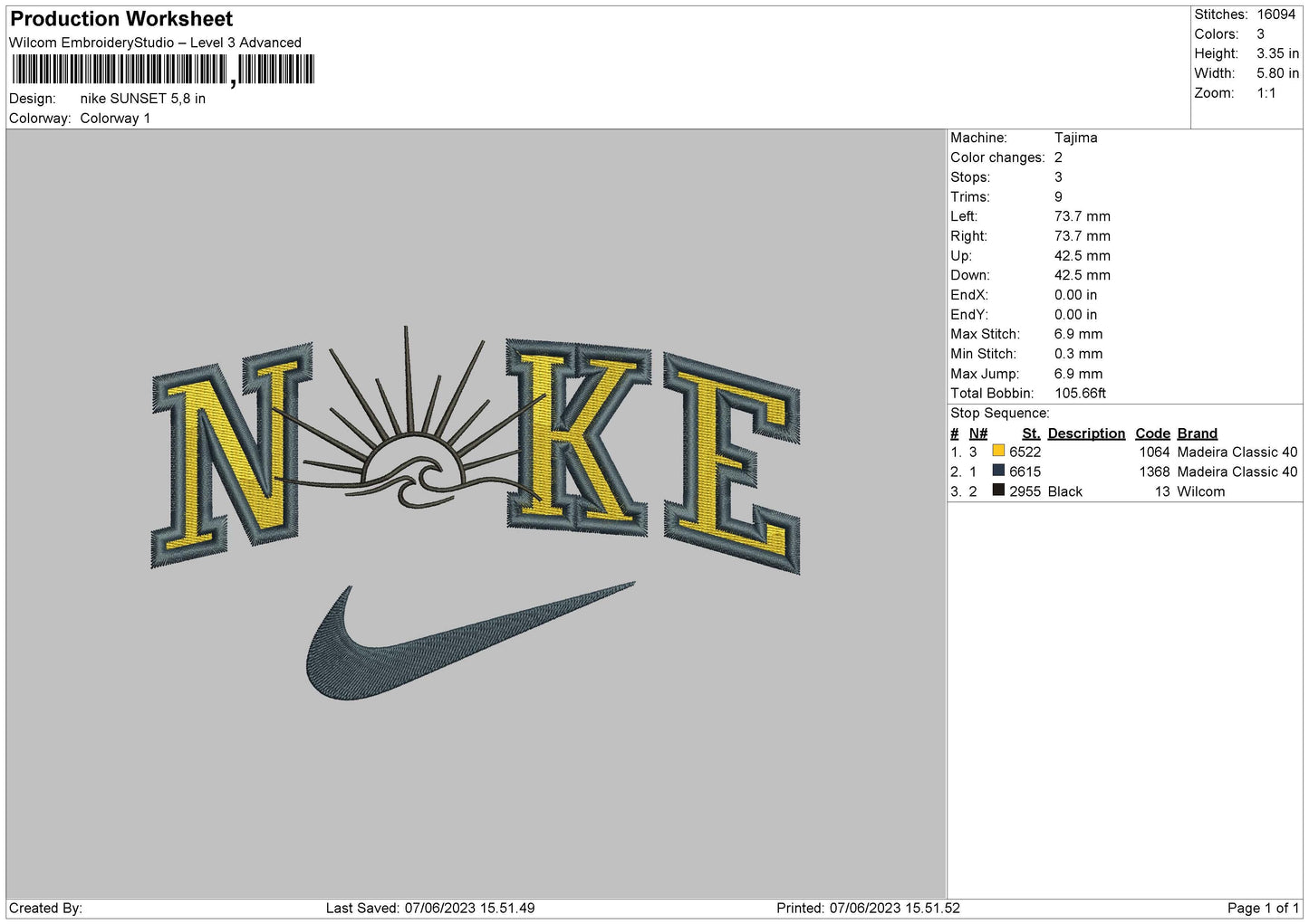 Nike Sunset Embroider File 6 sizes