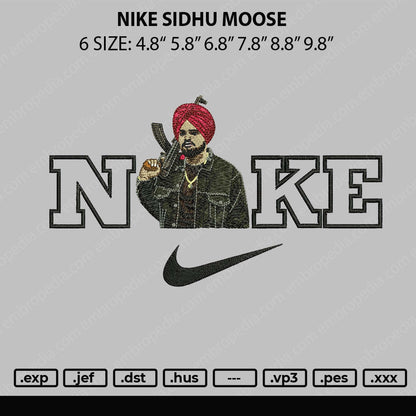 Nike Sidhu Moose Embroidery File 6 sizes