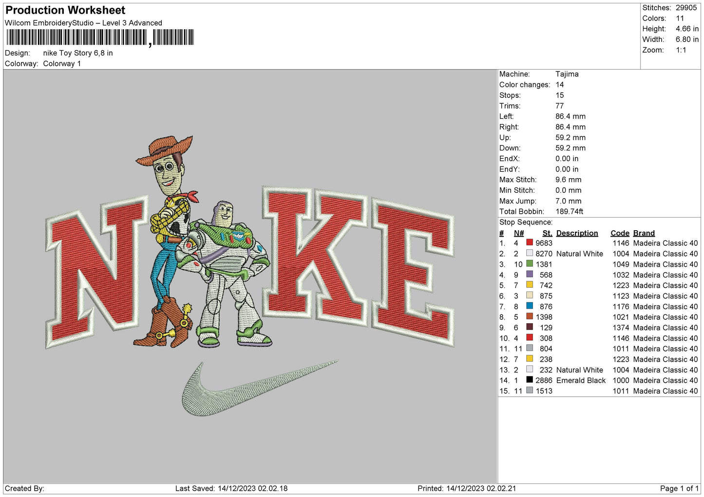 Nike Ts 1412 Embroidery File 6 sizes