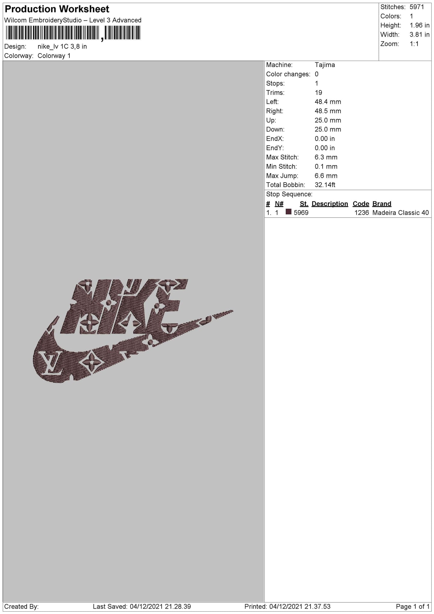 Nike Lv 1C Embroidery File 4 size