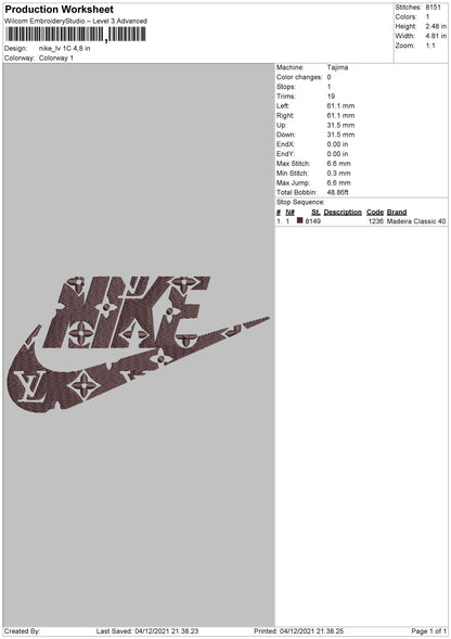Nike Lv 1C Embroidery File 4 size
