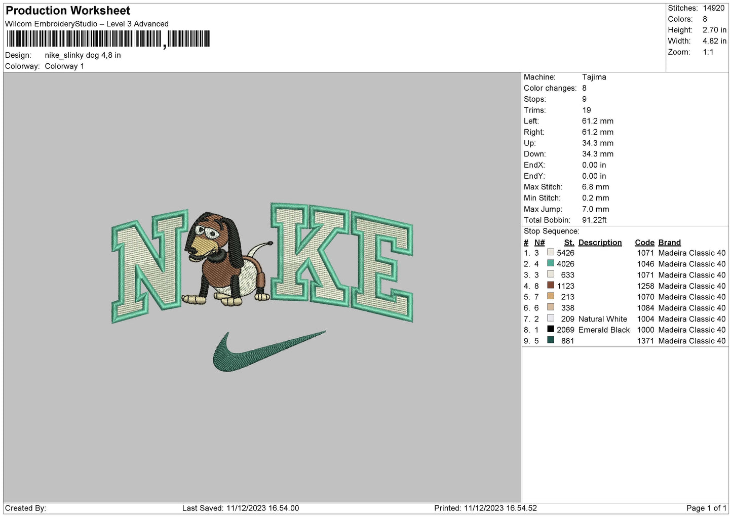 Nike Slinky Embroidery File 6 sizes