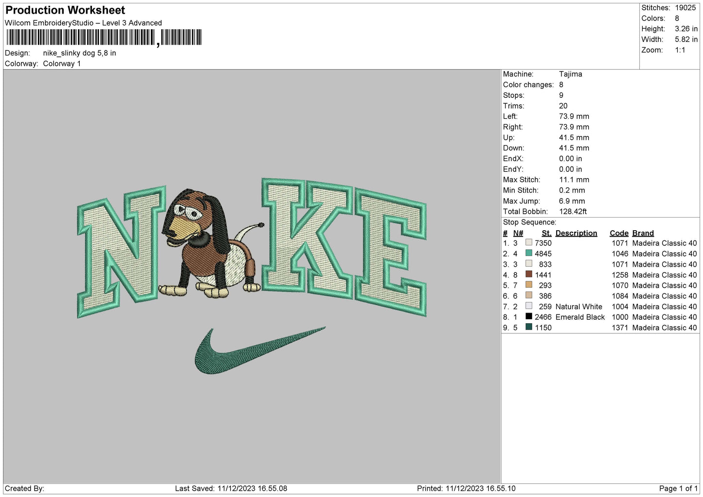 Nike Slinky Embroidery File 6 sizes