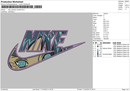 Nike Swoosh Hinata Embroidery File 6 sizes