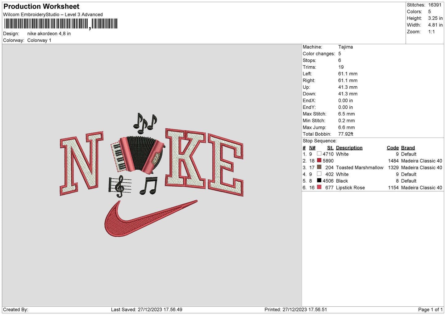 Nike Akordeon Embroidery File 6 sizes